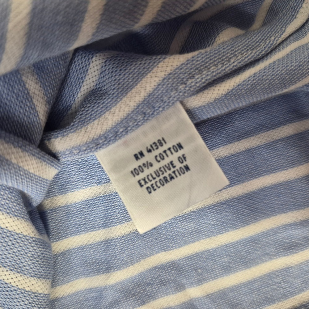Ralph Lauren Button Down Shirt Mens XL Blue Striped Knit Oxford Long Sleeve Pony - Picture 5 of 9